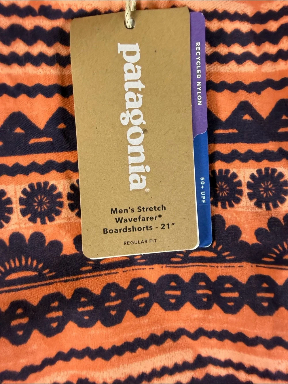 Patagonia Men’s Orange and Navy Patterned Hybrid Shorts